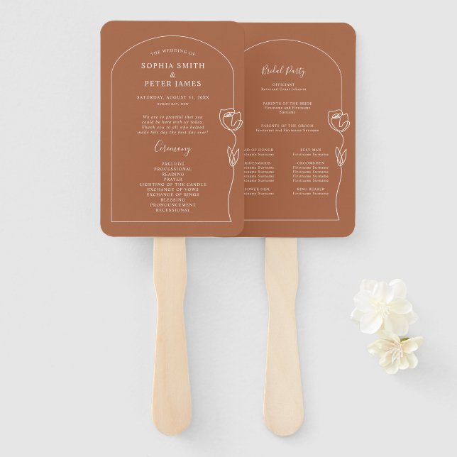 Line Rose Ceremony Program Hand Fan (Front and Back)