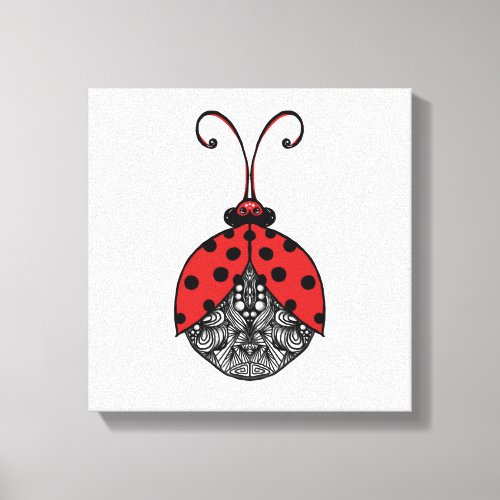 Line tangle ladybug canvas print