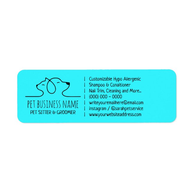 Line Teal Blue Petsitter dog cat logo veterinary Label