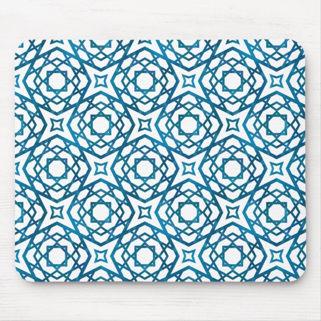 Line tile pattern blue mouse pad (Front)