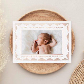 Line Triangle Pattern Photo Birth Announcement by beckynimoy at Zazzle