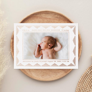 Line Triangle Pattern Photo Birth Announcement