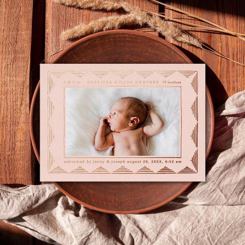 Line Triangle Pattern Photo Birth Announcement 