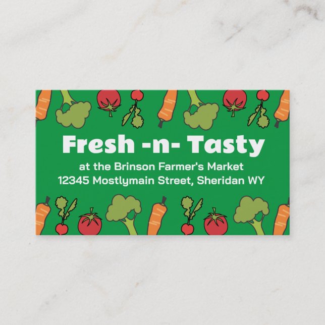 Line vegetables vegan chef catering business cards (Front)