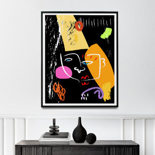 Line Wall Art, Abstract Cubism Art Print, Poster