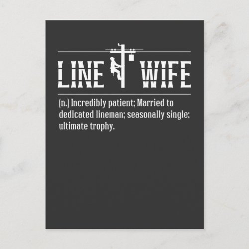 Line Wife Lineman Husband Married Electrician Postcard