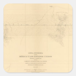 Linea Divisoria Entre Mexico 3 Square Sticker