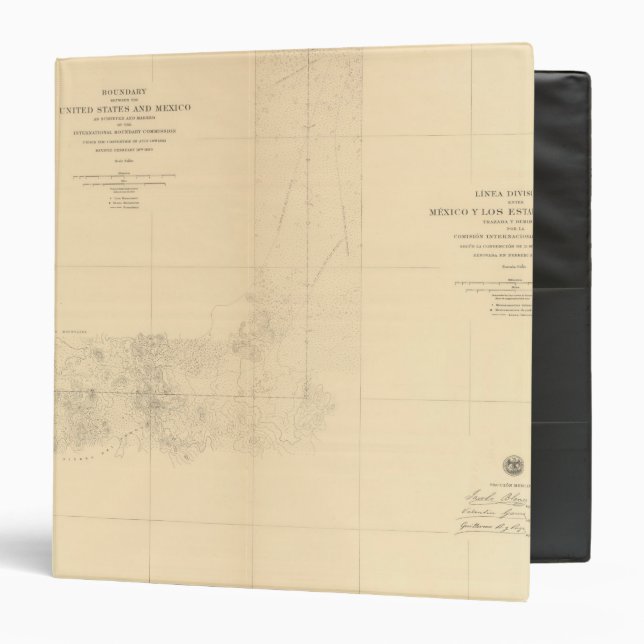 Linea Divisoria Entre Mexico 4 3 Ring Binder (Front/Inside)