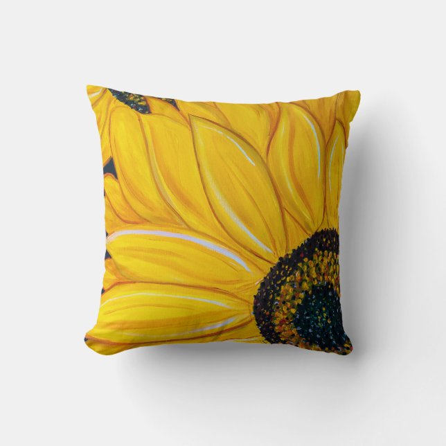 LineA Sunflower Duo Painting Throw Pillow (Front)