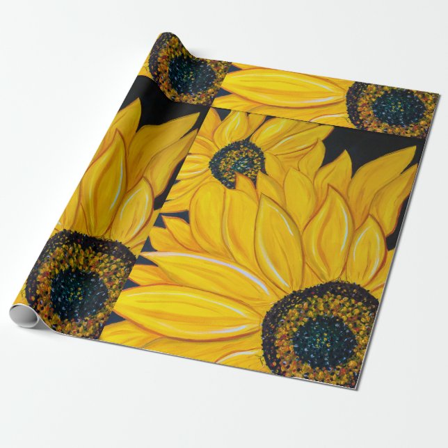 LineA Sunflowers Wrapping Paper (Unrolled)