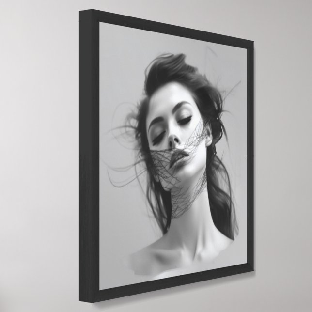 Lineal Art Drawing Woman's Body Poster (Framed Angled)