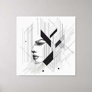 Linear Abstract Portrait Canvas Print