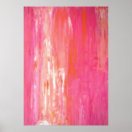 'linear Color' Pink And Orange Abstract Art Poster