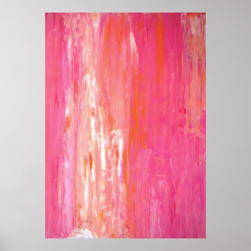 Linear Color Pink and Orange Abstract Art Poster