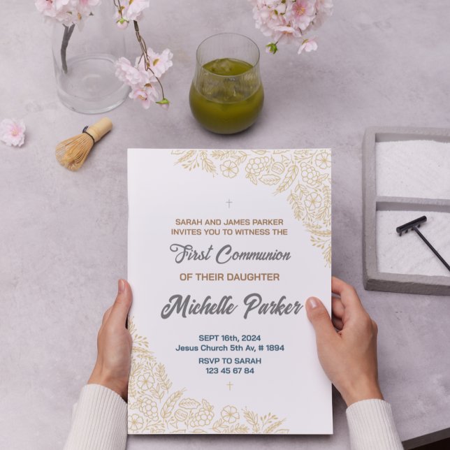Linear Elegant First Communion Invitation (Creator Uploaded)