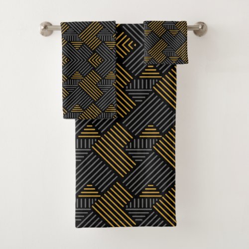 Linear flat abstract lines pattern bath towel set