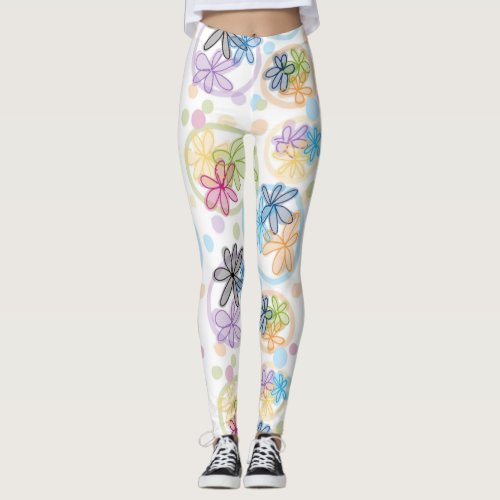 Linear Floral Leggings