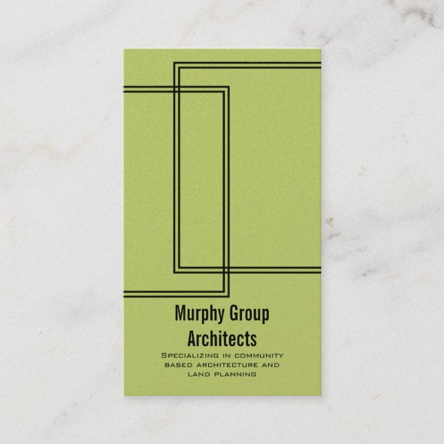 Linear Lines Business Card, Olive Green Card (Front)
