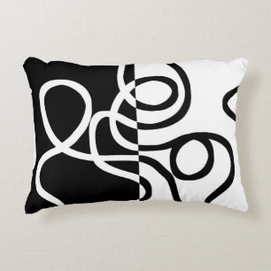 Linear Persuasion I: Abstract Black & White Accent Pillow
