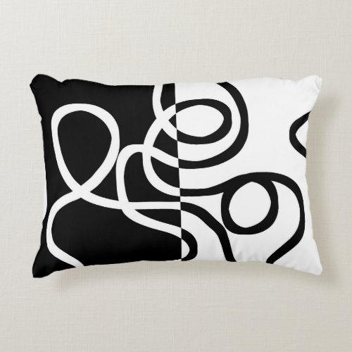 Linear Persuasion I Abstract Black  White Accent Pillow