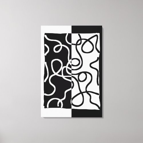 Linear Persuasion I Abstract Black  White Canvas Print