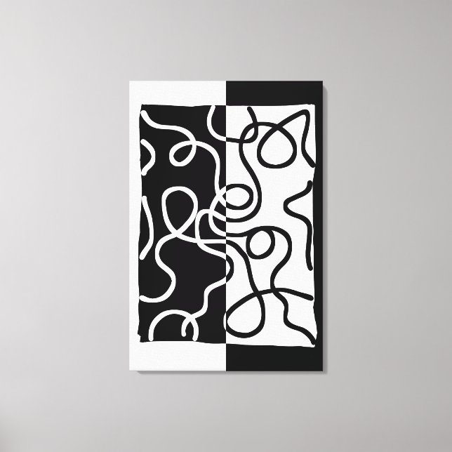 Linear Persuasion I: Abstract Black & White Canvas Print (Front)