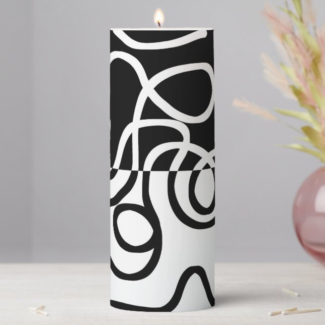 Linear Persuasion I: Abstract Black & White Pillar Candle (In Situ)