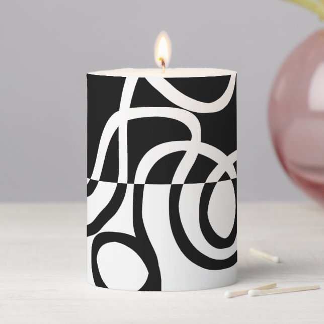 Linear Persuasion I: Abstract Black & White Pillar Candle (In Situ)