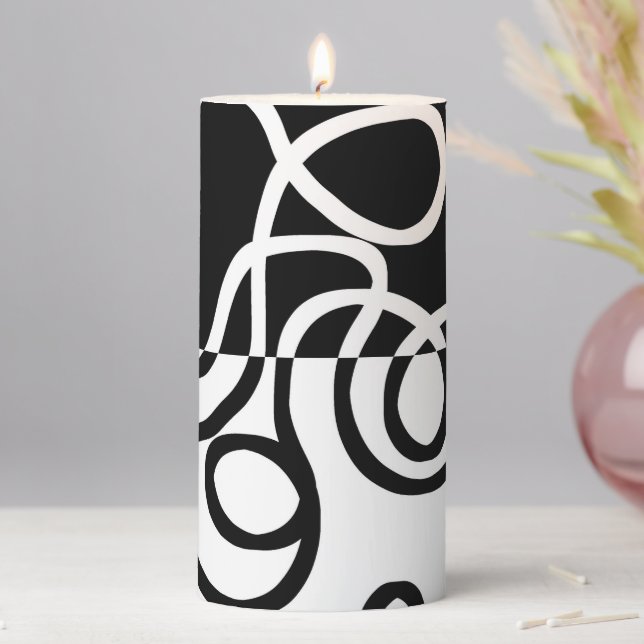 Linear Persuasion I: Abstract Black & White Pillar Candle (In Situ)