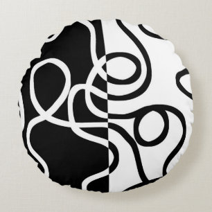 Linear Persuasion I: Abstract Black & White Round Pillow