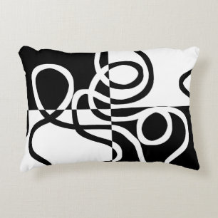 Linear Persuasion II: Abstract Black & White Accent Pillow