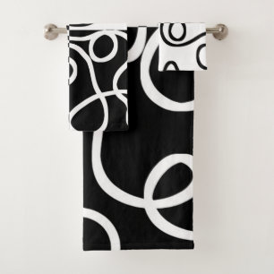 Linear Persuasion II: Abstract Black & White Bath Towel Set