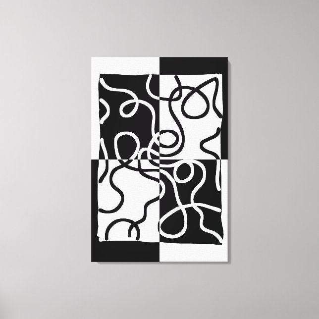 Linear Persuasion II: Abstract Black & White Canvas Print (Front)