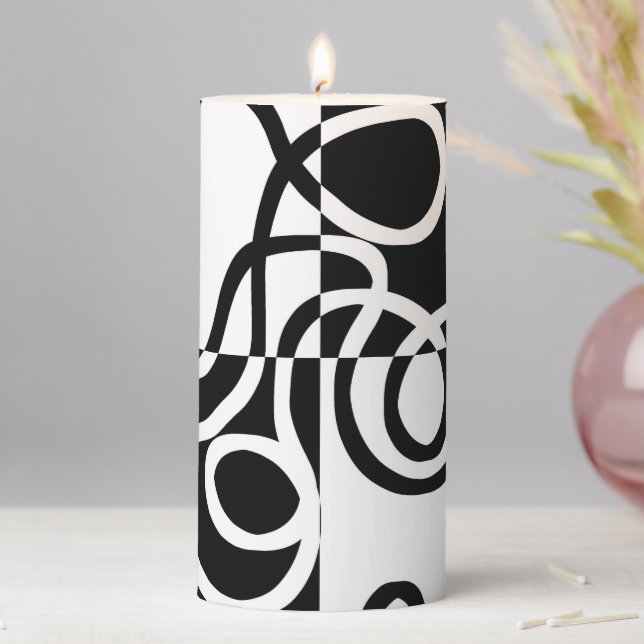 Linear Persuasion II: Abstract Black & White Pillar Candle (In Situ)