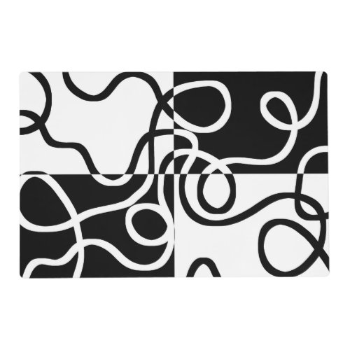 Linear Persuasion II Abstract Black  White Placemat