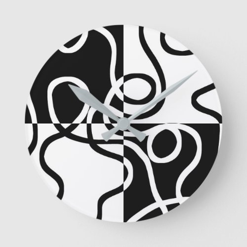 Linear Persuasion II Abstract Black  White Round Clock
