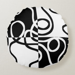 Linear Persuasion II: Abstract Black & White Round Pillow