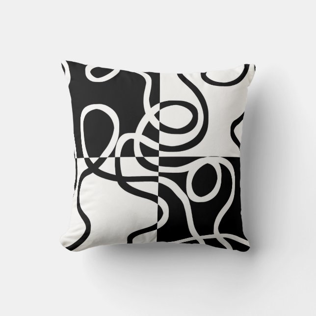 Linear Persuasion II: Abstract Black & White Throw Pillow (Front)