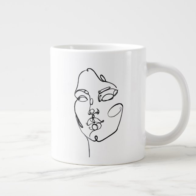 Linear Thoughts - Face Giant Coffee Mug (Right)