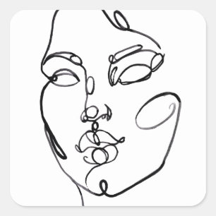 Linear Thoughts - Face Square Sticker