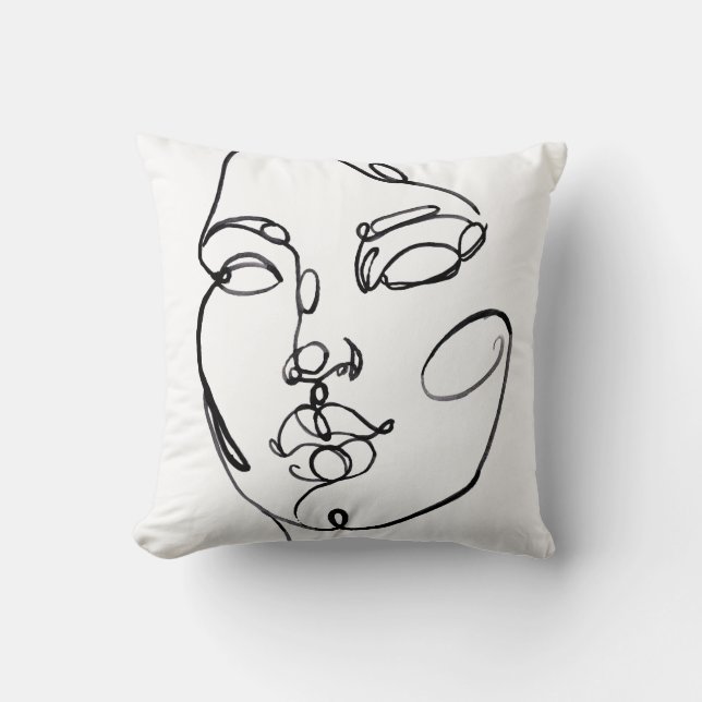 Linear Thoughts - Face Throw Pillow (Front)
