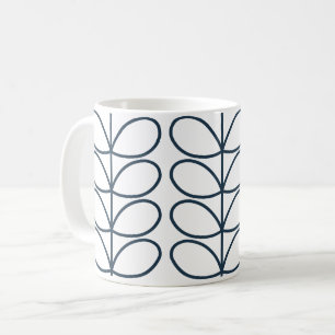Linear Whale Blue Stem Pattern – Modern Retro Coffee Mug