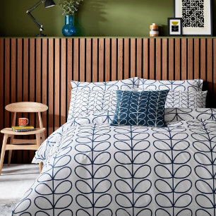 Linear Whale Blue Stem Pattern – Modern Retro Duvet Cover
