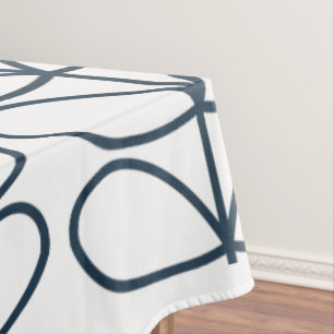 Linear Whale Blue Stem Pattern – Modern Retro Tablecloth