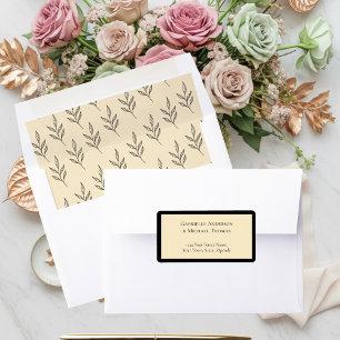 Lineart Branch Simple Black Cream Leaf Envelope Liner
