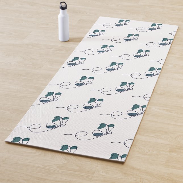 Lineart butterfly green  yoga mat (In Situ)
