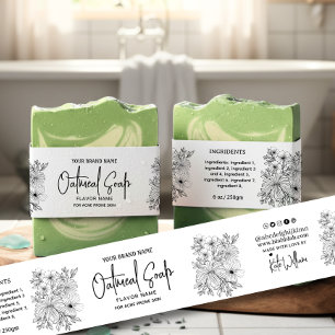 Lineart Floral Homemade Soap Label Rectangle Invitation Belly Band