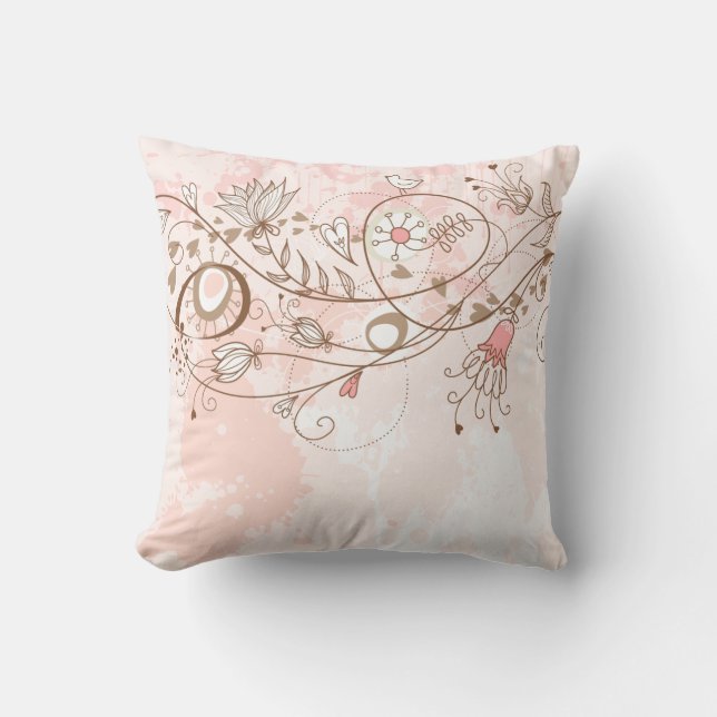 Lineart Flower Vines American MoJo Pill Throw Pillow (Front)