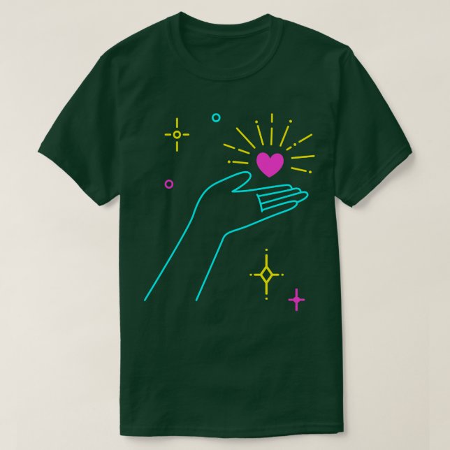 Lineart Hand Holding Heart LoveValentines T-Shirt (Design Front)