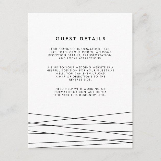 Lineation | Black & White Wedding Guest Details Enclosure Card